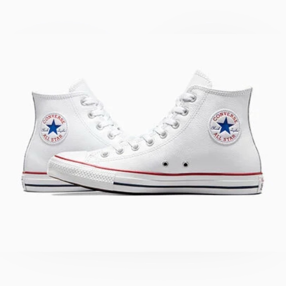 Men's Converse Chuck Taylor All Star Leather White High Top Shoe Size 11 - Picture 9 of 10